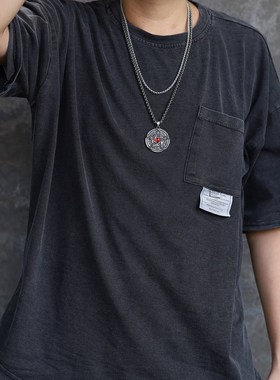 五芒星恶魔之眼钛钢高街风吊坠