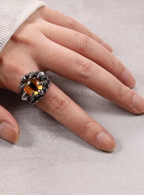 男士戒指潮男嘻哈欧美帅气潮复古个性钛钢街头朋克理发师帅气高街