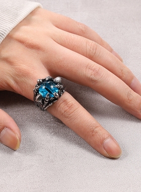 ins嘻哈风朋克戒指恶魔之眼单身高级感男士钛钢个性霸气街头小众