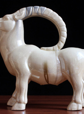 陶瓷羊摆件唐三彩羚羊生肖羊家居酒店装饰品收藏艺术品礼品旺财羊