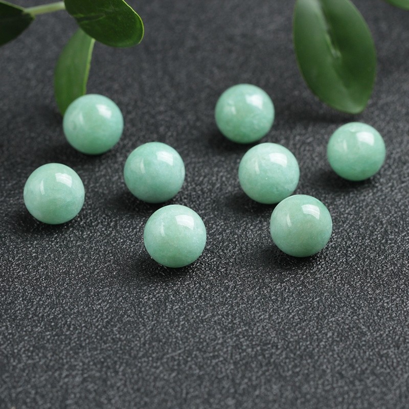 缅甸豆种翡翠散珠玉珠子豆绿色翡翠散珠玉珠豆绿翡翠手链项链耳环 - 图1