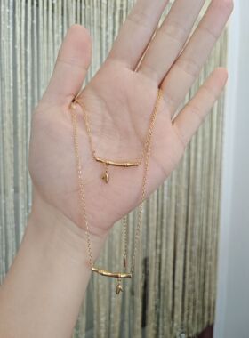 竹节项链女2025新款爆款 18k金竹子锁骨链高级感细小众钛钢不掉色