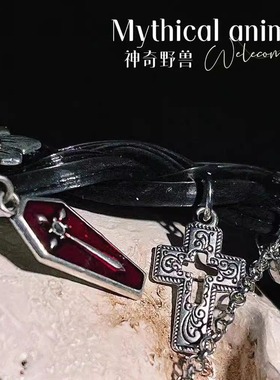 叠戴十字架项圈！朋克女y2k亚文化小众十字架项链锁骨链chocker