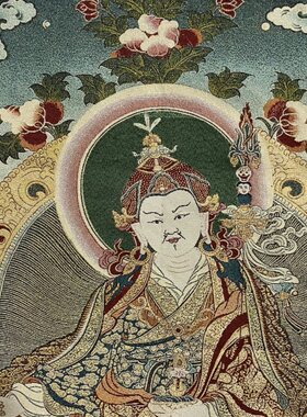 古玩杂项旧藏唐卡刺绣莲花生大师挂画装饰画客厅书房茶室挂画