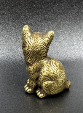 实心黄铜可爱招财猫小挂件黄铜萌宠钥匙扣包挂铜吊坠小铜器铜把玩