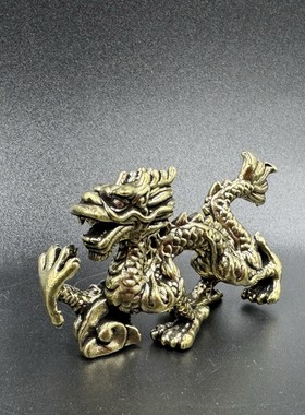 合金龙摆件龙青龙工艺品客厅办公室中式五爪金龙聚宝盆龙装饰品