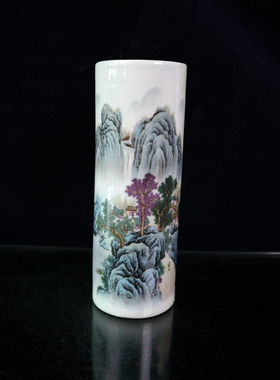 乾隆粉彩花鸟笔筒仿古风家居装饰
