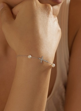 十字架925纯银手链女高智感