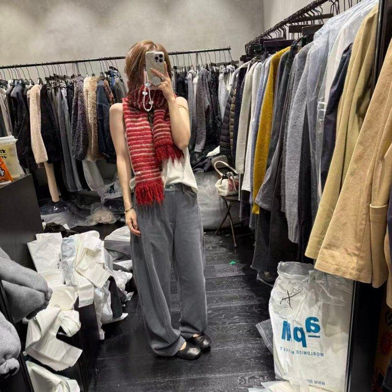 秒发！2026超火新年款条纹围巾韩国含羊毛保暖百搭红色流苏围条女,淘宝优惠券,粉丝福利购,淘宝优惠卷