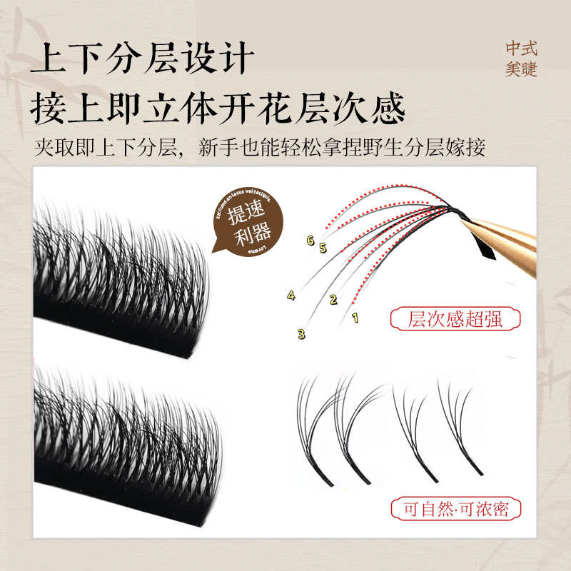 3D4D5D多层次蓬松山茶花睫毛美睫店嫁接野生凌乱漫画款专用 - 图1