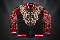 Wave Monarch Grand Ming Genuine Silk Brocade Cuff to the flap Fish Print Embroidered Jacket Spring