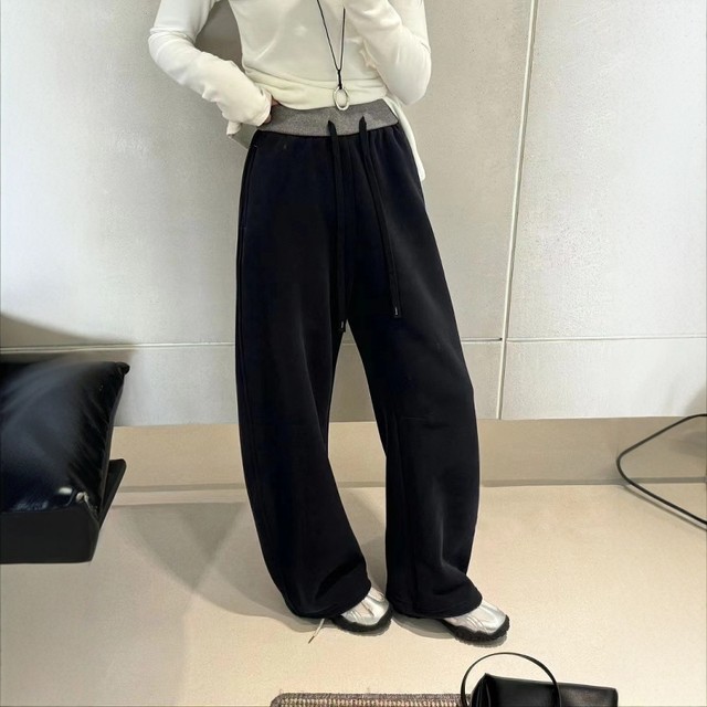 Dark gray scimitar sweatpants women's ankle-tie two-wear sweatpants