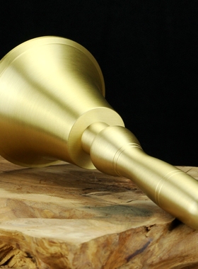 纯铜摇铃铜铃铛手摇木柄铃铛摆件