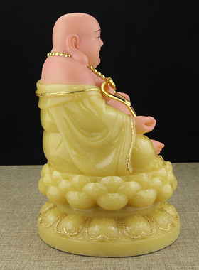 汉白玉镶金佛像大肚弥勒佛