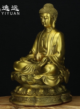 纯铜供奉神像三宝佛桌面工艺摆件