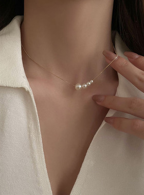 珍珠项链设计感小众锁骨链女2024新款爆款轻奢装饰颈链配饰品
