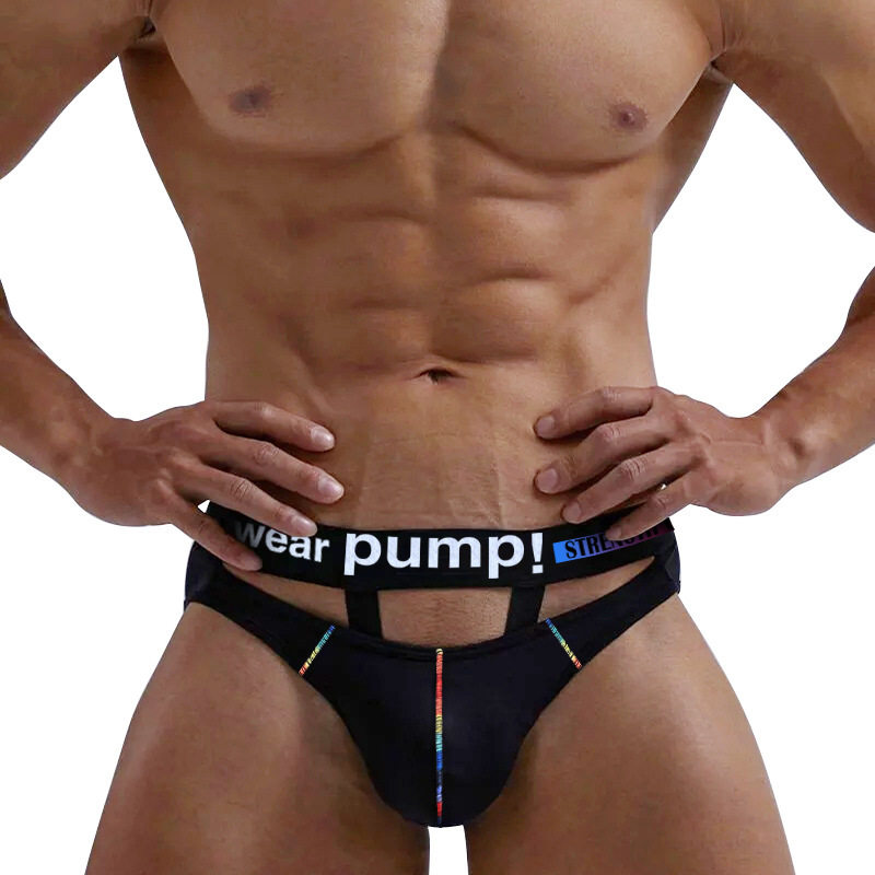 新款现货大V腰带男士吊环三角裤镭射渐变三角内裤MP265黑色白色,淘宝优惠券,粉丝福利购,淘宝优惠卷