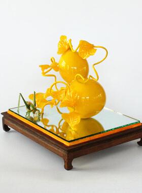 博山手工作品琉璃仿真葫芦蝈蝈螳螂摆件创意特色结婚礼品客厅