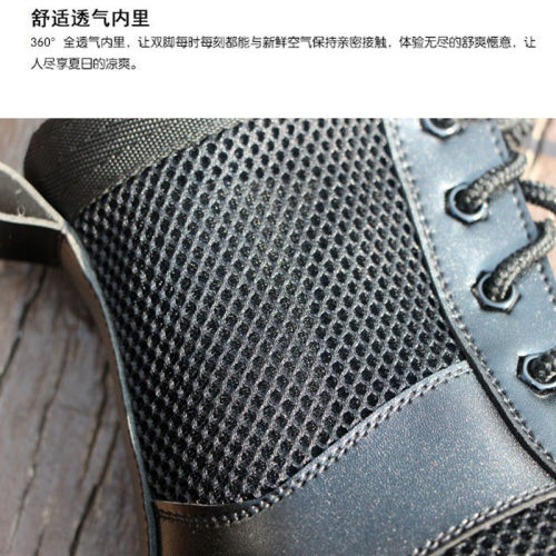 夏季男女拉链网眼透气作战靴大码超轻安检鞋作战训靴工装靴保安靴 - 图2