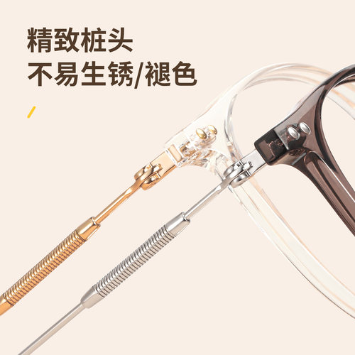 乐申冷茶色小框超轻近视眼镜框女防蓝光可配度数圆框方圆脸配眼睛 - 图3