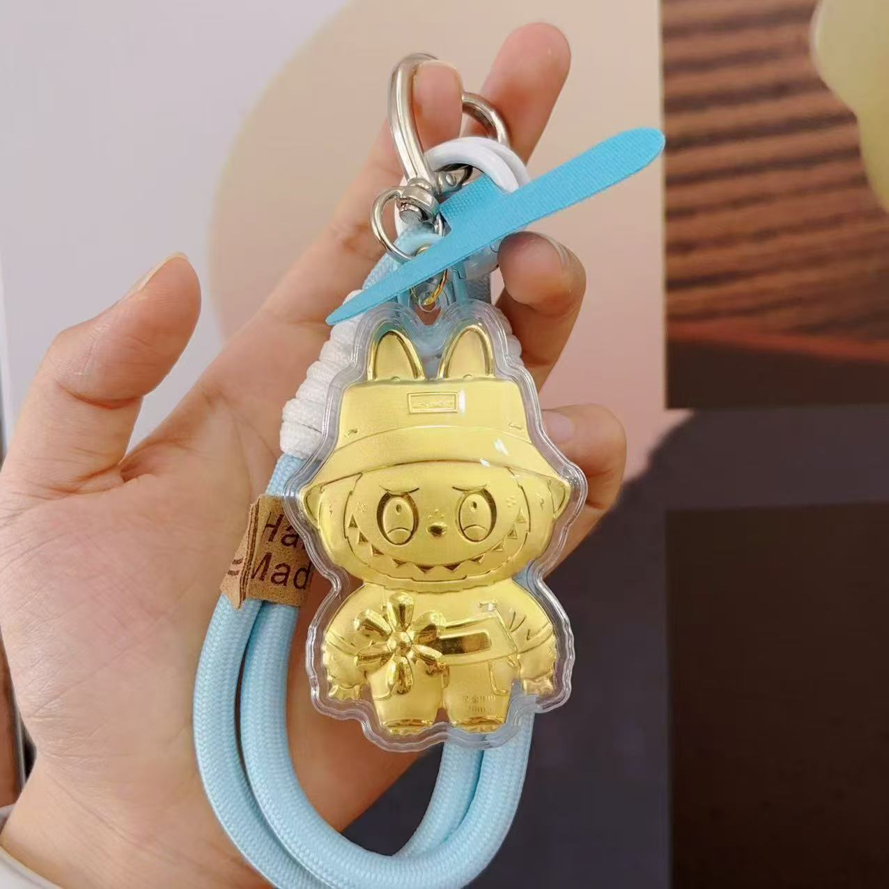 足金999 labubu拉布布手机链钥匙扣黄金挂件送闺蜜生日礼物