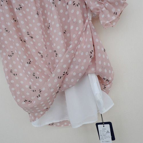 拉系列S/M专柜正品 女夏季甜美小清新宽松短袖雪纺印花衬衫4A4557 - 图2