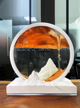 新中式乔迁流沙画摆件办公室桌面装饰沙漏客厅玄关小众轻奢礼物