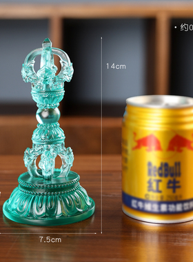 琉璃五股金刚杵中式佛桌摆放琉璃降魔杵平安招财佛具莲花底摆件