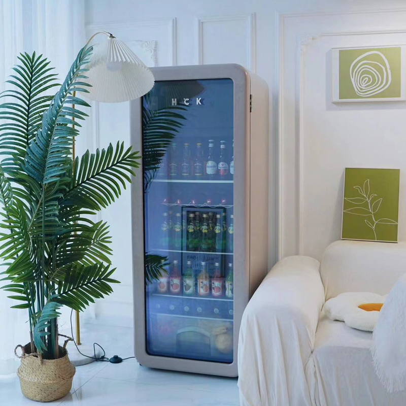 HCK哈士奇冰吧冷冻冷藏柜家用客厅饮料高颜值小型冰箱复古办公室 - 图1
