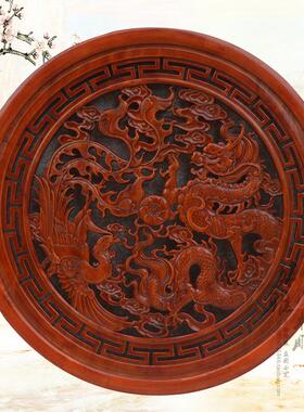 玄关背景墙装饰圆形挂件东阳木雕