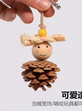 鹦鹉解闷自嗨啃咬天然松果磨牙玩具鸟笼内装饰小太阳牡丹和尚玩具
