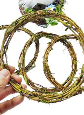 手工装饰品藤编藤环头戴花环DIY