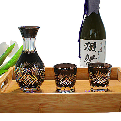 日式清酒壶清酒杯江户切子工艺玻璃烈酒杯分酒器手工雕刻家用装饰 - 图2