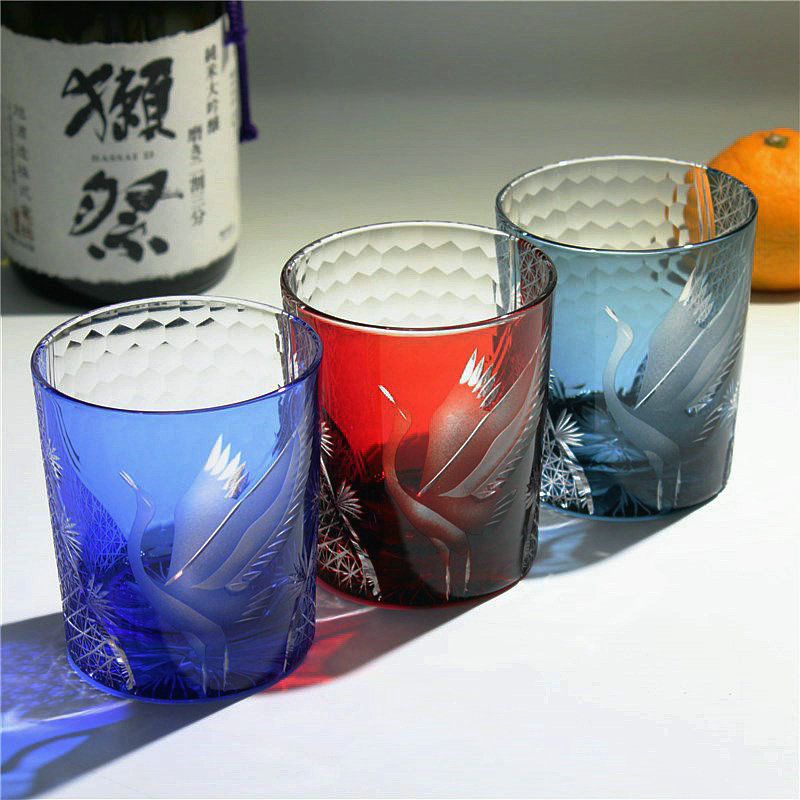 威士忌酒杯洋酒杯水晶玻璃材质纯手工雕刻日本江户切子工艺微瑕品 - 图0