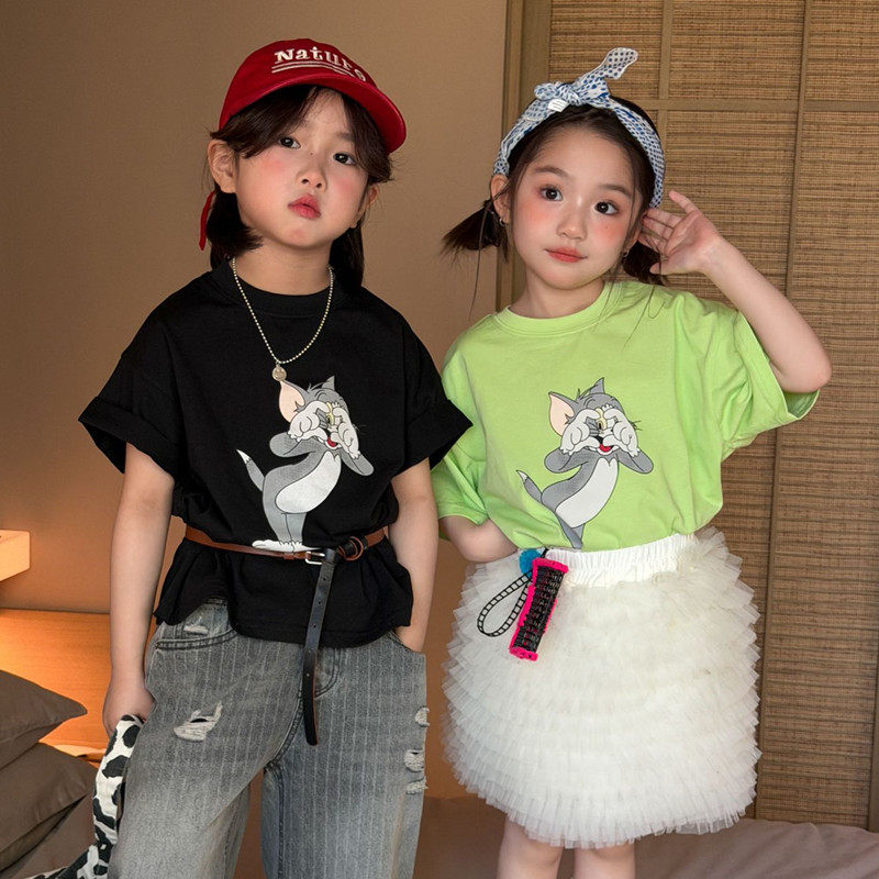 儿童卡通老鼠印花短袖春季新品韩系男女童休闲宽松圆领T恤上衣潮,淘宝优惠券,粉丝福利购,淘宝优惠卷