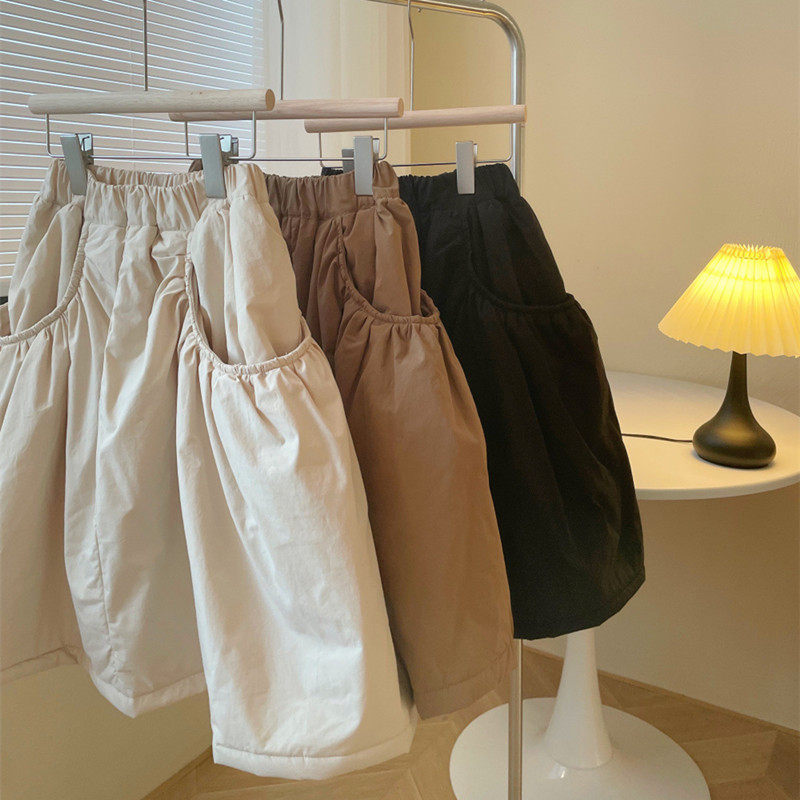 韩系女童复古纯色加厚棉裙冬季新品小女孩保暖大口袋夹棉半身裙潮,淘宝优惠券,粉丝福利购,淘宝优惠卷