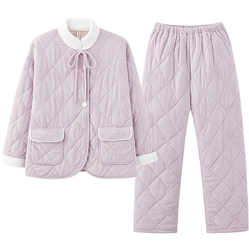 马克公主睡衣女冬款珊瑚绒加绒少女新中式夹棉国风家居服保暖套装,淘宝优惠券,粉丝福利购,淘宝优惠卷