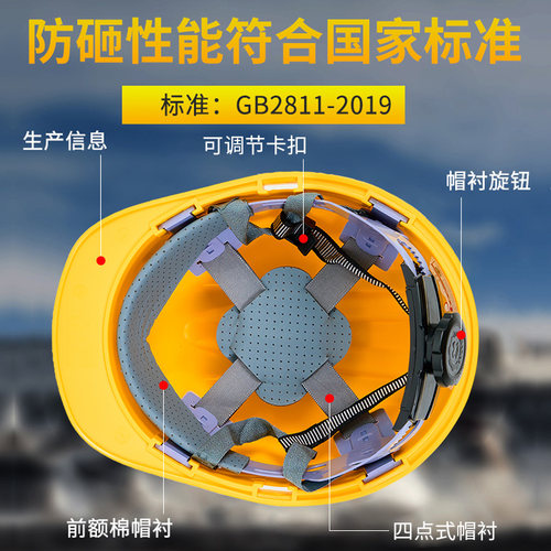 国标工地安全帽ABS加厚透气建筑工程施工劳保头盔男防砸定制logo - 图0