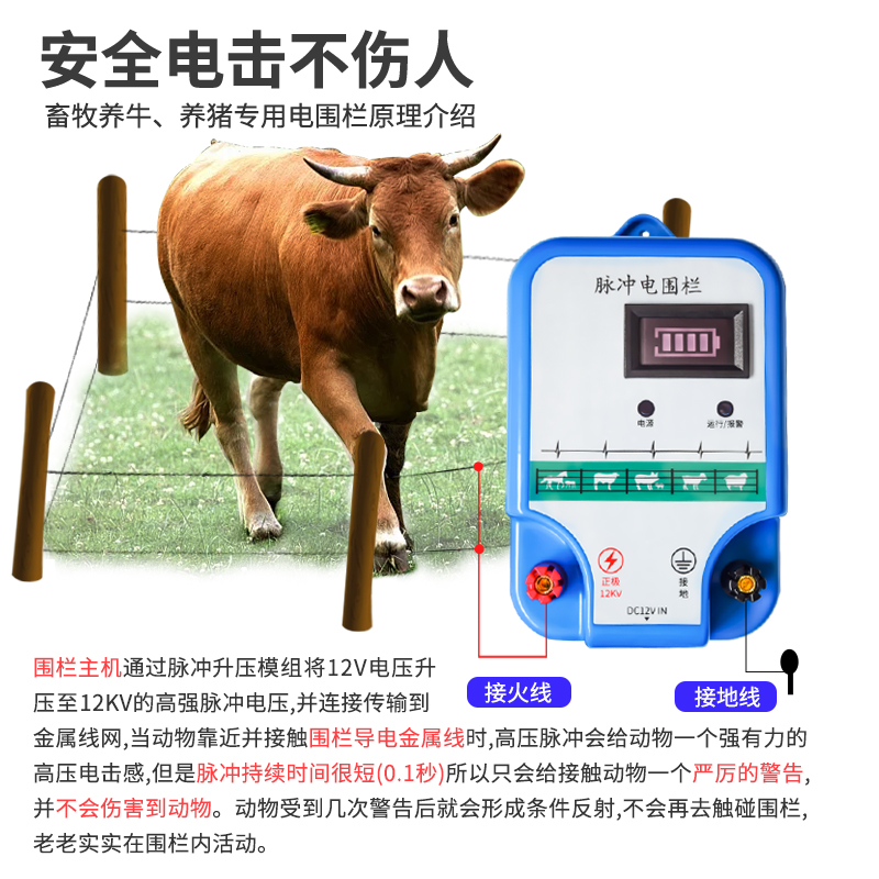 电子围栏畜牧系统全套脉冲主机高压电网畜牧业养殖场电子围栏防水-图0