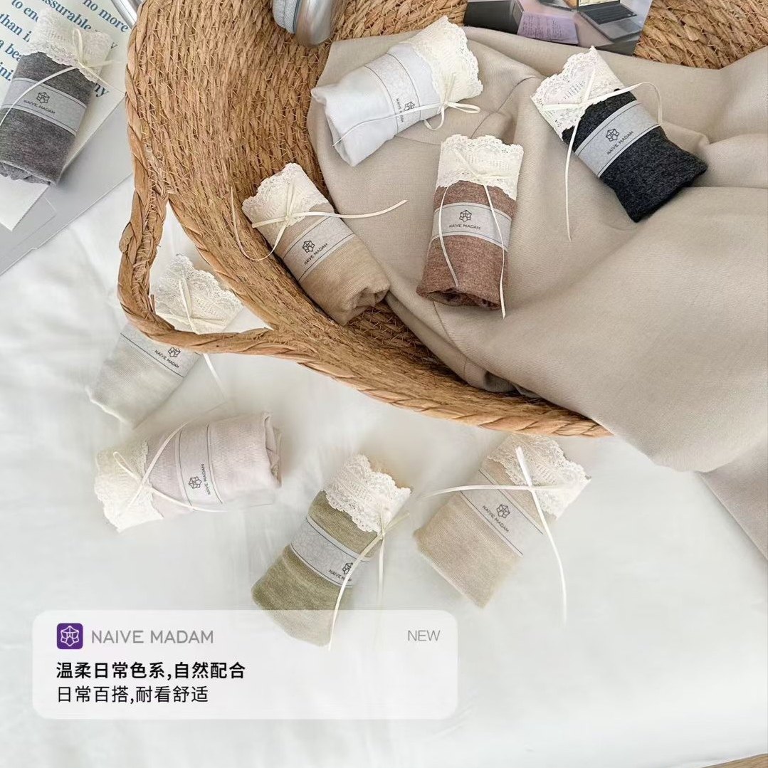 NAIVE MADAM内目21392加厚磨毛中高腰内裤女蕾丝拼接包臀蚕丝抗菌,淘宝优惠券,粉丝福利购,淘宝优惠卷