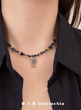 原创新中式纯银天然石串珠项链