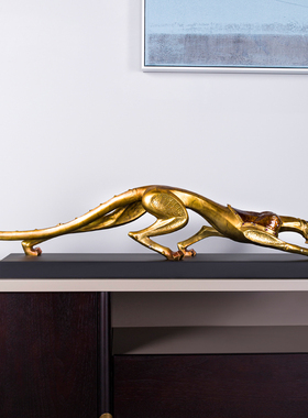 罗比罗丹金钱豹瑞兽珐琅彩摆件