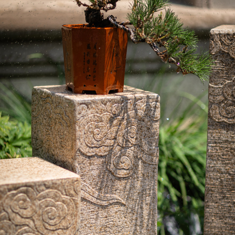 石柱墩艺术立柱仿古展示柱茶室落地底座禅意新中式石头摆件祥云柱,淘宝优惠券,粉丝福利购,淘宝优惠卷