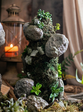 掬涵青苔禅意风造景园林软装石头