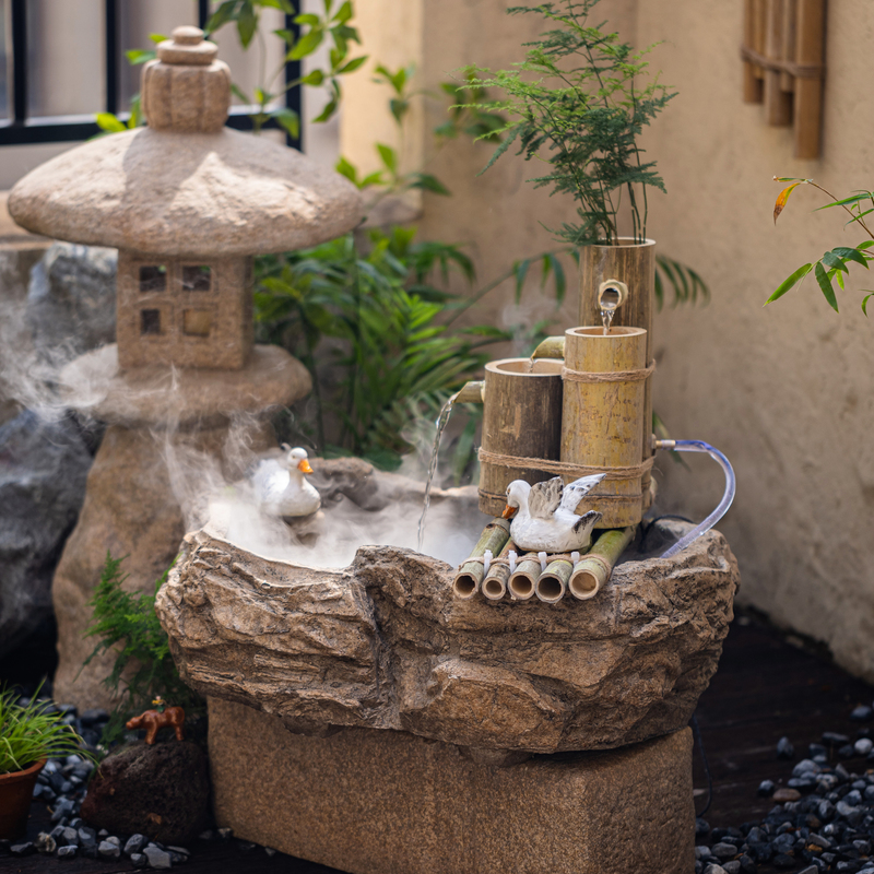 中式招财流水摆件貔貅喷泉造景鱼池茶室桌面循环水景观客厅装饰品 - 图1