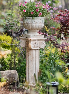 掬涵古旧锈痕罗马柱古典装饰摆件