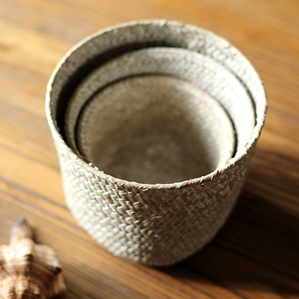 掬涵 Солома для молока солома для соломы маленький круглый хранение на рабочем столе спальня для ванной комнаты кухня для хранения цветочниц