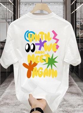 海外订单尾货~剪标撤回外贸美式潮牌纯棉印花短袖t恤男女宽松上衣