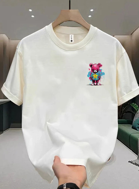 海外订单尾货~剪标撤回外贸美式潮牌印花短袖t恤男女同款纯棉上衣