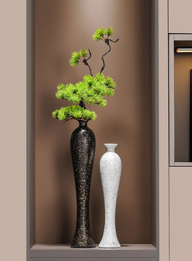 玄关进门迎客松插花瓶摆件乔迁